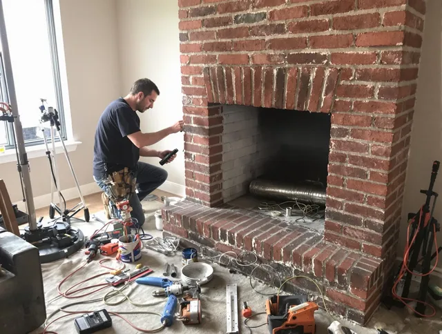 East Hampton Chimney Sweep specialist finalizing chimney liner service in East Hampton, CT