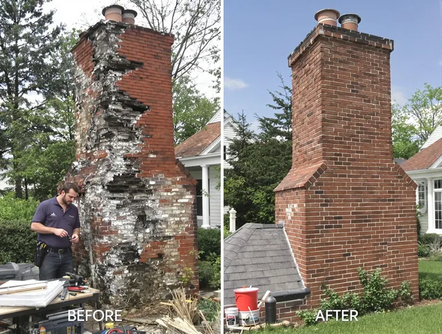 East Hampton Chimney Sweep performing a full chimney restoration in East Hampton, CT