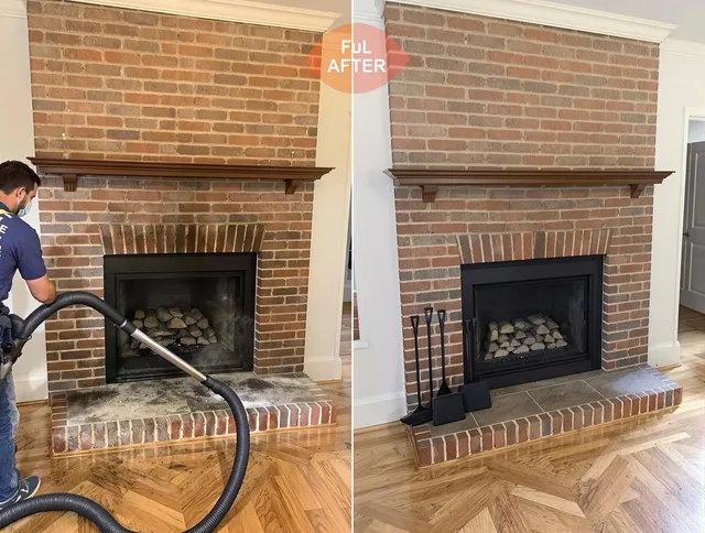 East Hampton Chimney Sweep carefully sanitizing a fireplace in East Hampton, CT